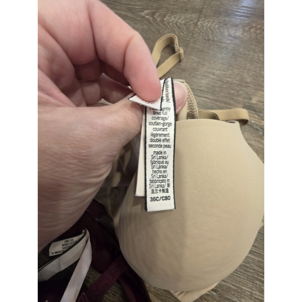 Victoria's Secret Lot of 4 Bras 36C Black Beige Red Lightly Lined Full Coverage - Picture 3 of 6